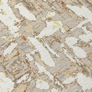 5x8 Abstract Beige Gray Polyester Area Rug Washable Stain Resistant Indoor Outdoor