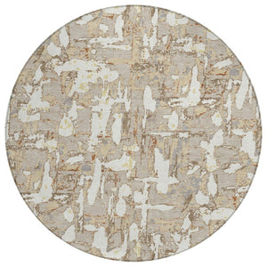 HomeRoots 8 Ft Round Abstract Polyester Rug Stain Resistant for Indoor Outdoor Use 736218