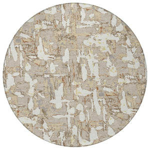 8 Ft Round Abstract Polyester Rug Stain Resistant for Indoor Outdoor Use