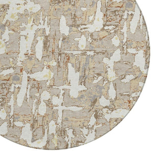 8 Ft Round Abstract Polyester Rug Stain Resistant for Indoor Outdoor Use