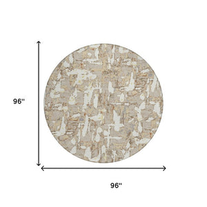 8 Ft Round Abstract Polyester Rug Stain Resistant for Indoor Outdoor Use