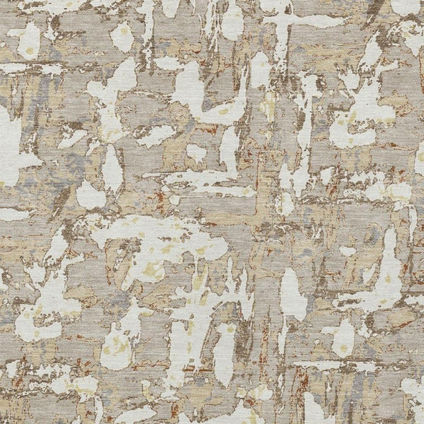 8 X 10 Abstract Beige Gray Polyester Area Rug Washable for Indoor Outdoor Use