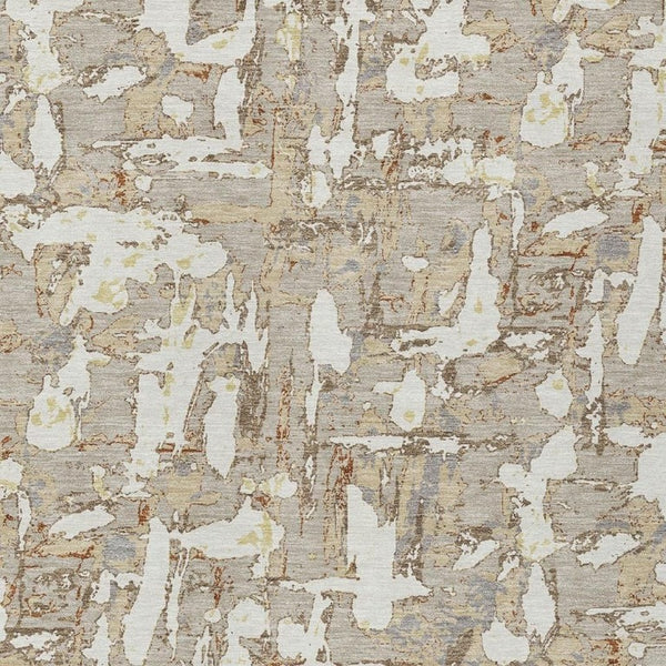 8 X 10 Abstract Beige Gray Polyester Area Rug Washable for Indoor Outdoor Use
