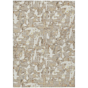 HomeRoots 10 X 14 Abstract Beige Gray Washable Polyester Rug for Patio Porch or Living Room 736221