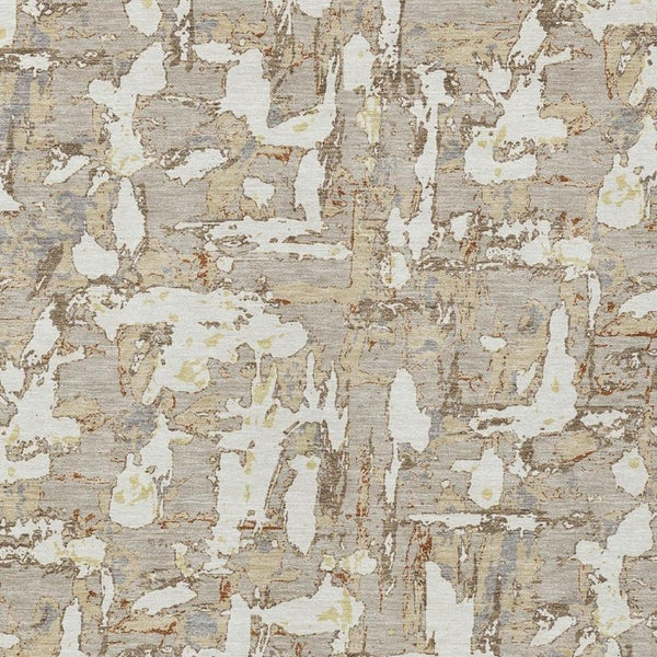 10 X 14 Abstract Beige Gray Washable Polyester Rug for Patio Porch or Living Room