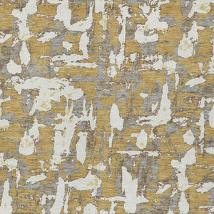 8 X 10 Gold Ivory Abstract Polyester Area Rug Stain Resistant Indoor Outdoor