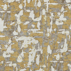 8 X 10 Gold Ivory Abstract Polyester Area Rug Stain Resistant Indoor Outdoor