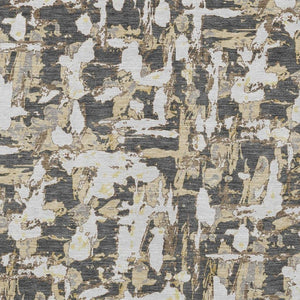 5 X 8 Abstract Graphite Ivory Polyester Area Rug Washable for Indoor Outdoor Use