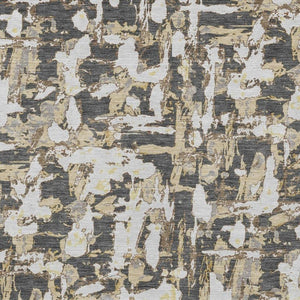10 X 14 Abstract Graphite Ivory Polyester Area Rug Washable for Indoor Outdoor Use