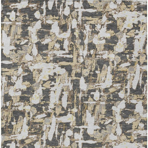 10 X 14 Abstract Graphite Ivory Polyester Area Rug Washable for Indoor Outdoor Use