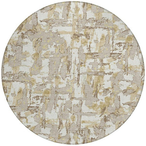 8 Foot Round Abstract Polyester Area Rug Washable Stain Resistant for Patio or Living Room