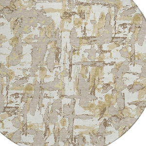 8 Foot Round Abstract Polyester Area Rug Washable Stain Resistant for Patio or Living Room