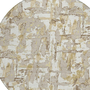 8 Foot Round Abstract Polyester Area Rug Washable Stain Resistant for Patio or Living Room