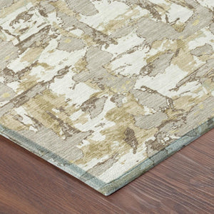 8 Foot Round Abstract Polyester Area Rug Washable Stain Resistant for Patio or Living Room