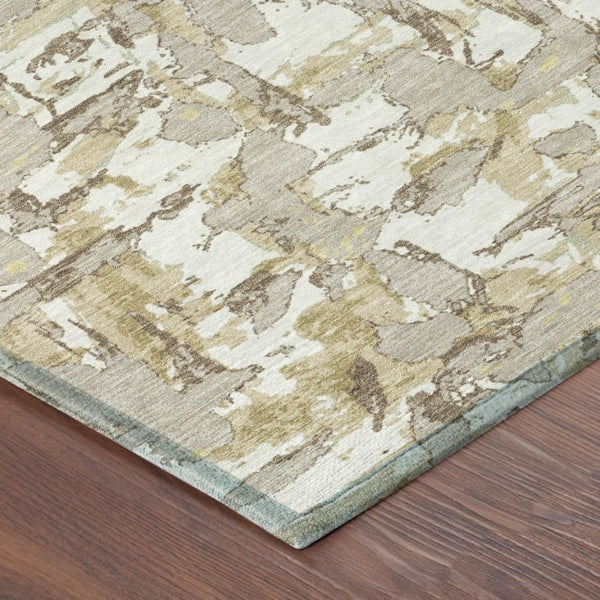 8 Foot Round Abstract Polyester Area Rug Washable Stain Resistant for Patio or Living Room