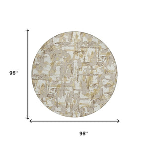 8 Foot Round Abstract Polyester Area Rug Washable Stain Resistant for Patio or Living Room