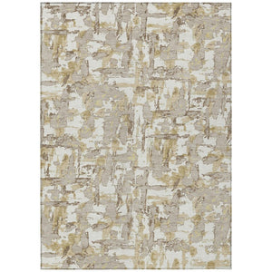 HomeRoots 10 X 14 Abstract Ivory Beige Polyester Area Rug Stain Resistant Indoor Outdoor 736245