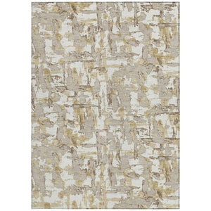 10 X 14 Abstract Ivory Beige Polyester Area Rug Stain Resistant Indoor Outdoor