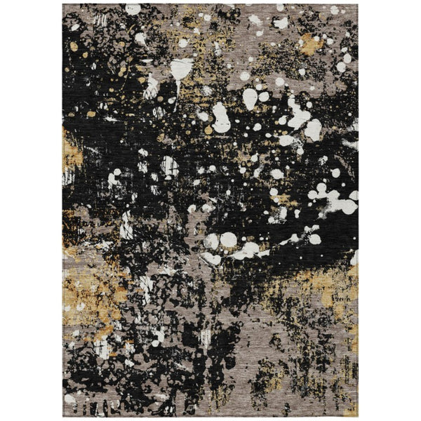 HomeRoots 9 X 12 Abstract Polyester Area Rug Washable Indoor Outdoor Stain Resistant Modern 736262