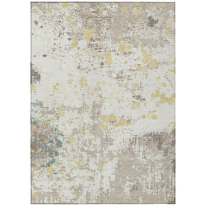 HomeRoots 9 X 12 Ivory Beige Abstract Polyester Area Rug Washable for Patio or Living Room 736268