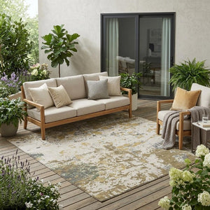 5x8 Polyester Abstract Area Rug Stain Resistant Washable for Indoor Outdoor Use
