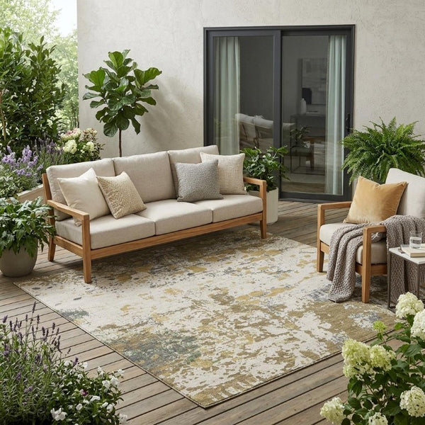 5x8 Polyester Abstract Area Rug Stain Resistant Washable for Indoor Outdoor Use