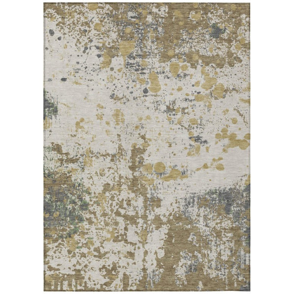 HomeRoots 5x8 Polyester Abstract Area Rug Stain Resistant Washable for Indoor Outdoor Use 736271