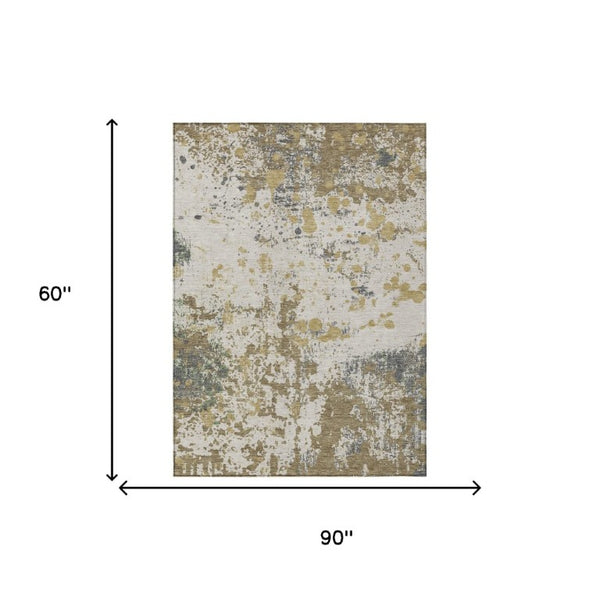 5x8 Polyester Abstract Area Rug Stain Resistant Washable for Indoor Outdoor Use