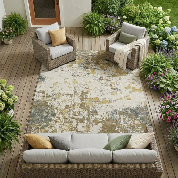 8x10 Abstract Polyester Area Rug Stain Resistant Washable for Patio or Living Room