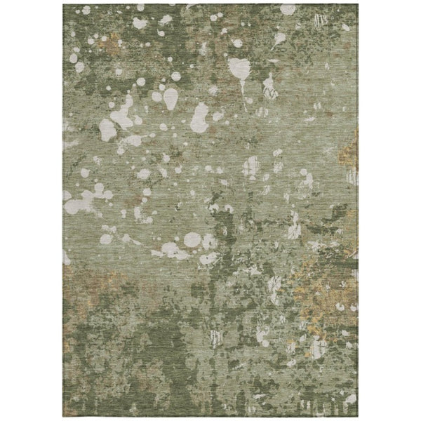 9 X 12 Sage Beige Abstract Polyester Area Rug Washable for Indoor Outdoor Use