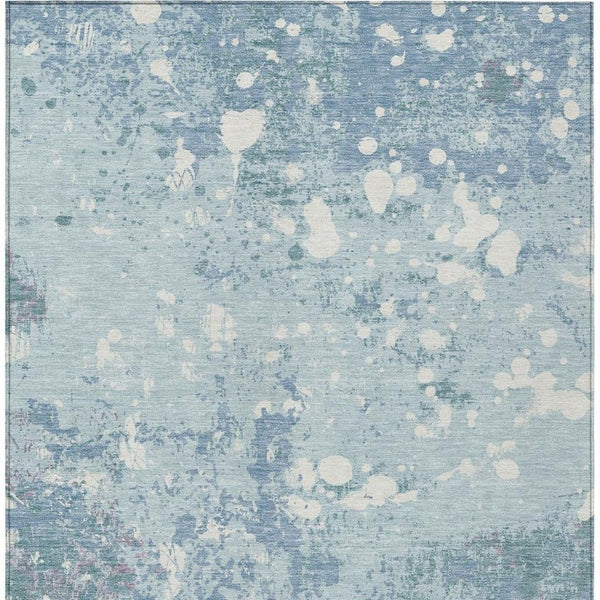 5x8 Sky Blue Beige Abstract Polyester Area Rug Washable for Indoor Outdoor Use