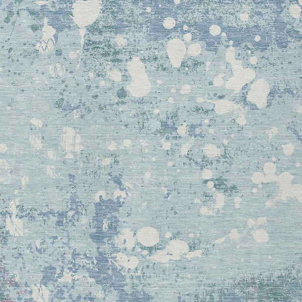 5x8 Sky Blue Beige Abstract Polyester Area Rug Washable for Indoor Outdoor Use