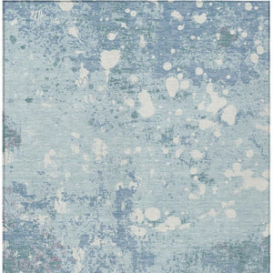 5x8 Sky Blue Beige Abstract Polyester Area Rug Washable for Indoor Outdoor Use