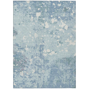 HomeRoots 10 X 14 Sky Blue Beige Abstract Polyester Area Rug for Patio Porch or Living Room 736299