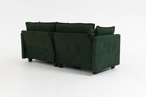 English Elm Modern Chenille Sectional Sofa with Chaise Lounge Solid Wood Frame Living Room Seating Antique Green W2530P463111