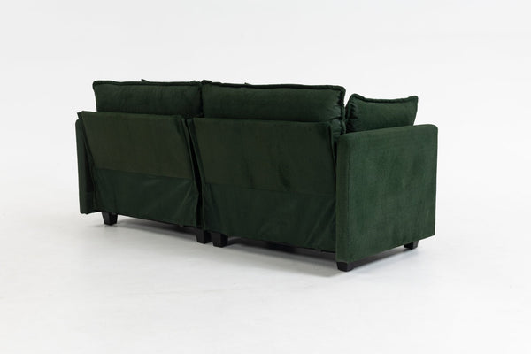 English Elm Modern Chenille Sectional Sofa with Chaise Lounge Solid Wood Frame Living Room Seating Antique Green W2530P463111