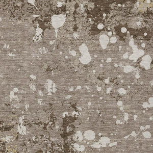 5 X 8 Taupe Ivory Abstract Polyester Washable Rug for Patio Porch or Living Room