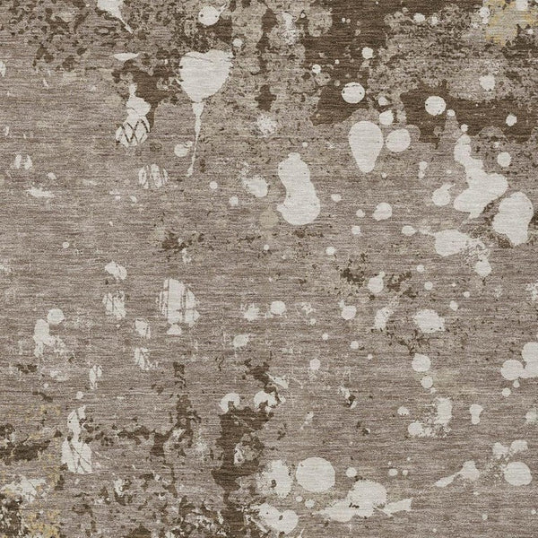 5 X 8 Taupe Ivory Abstract Polyester Washable Rug for Patio Porch or Living Room