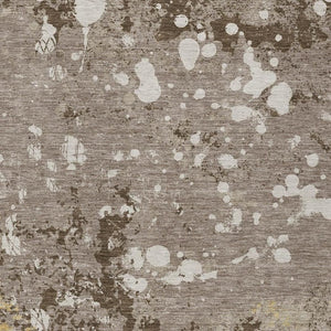 5 X 8 Taupe Ivory Abstract Polyester Washable Rug for Patio Porch or Living Room