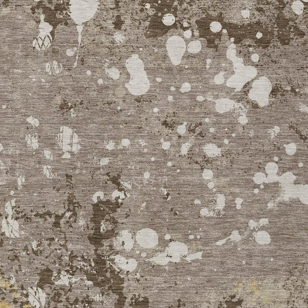 5 X 8 Taupe Ivory Abstract Polyester Washable Rug for Patio Porch or Living Room