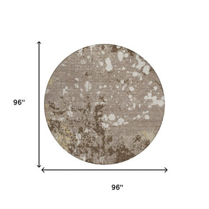 8 Foot Round Abstract Polyester Rug Washable Stain Resistant Indoor Outdoor Patio