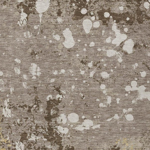 9x12 Abstract Taupe Ivory Polyester Area Rug Washable for Indoor Outdoor Spaces