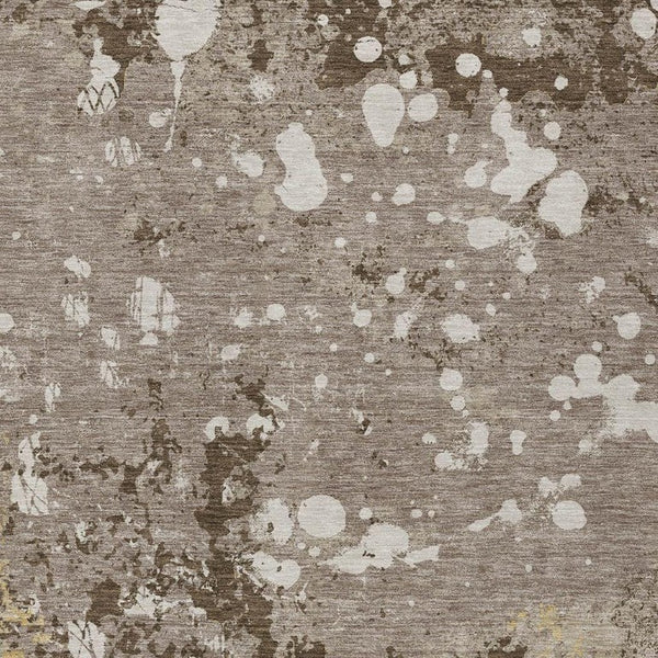9x12 Abstract Taupe Ivory Polyester Area Rug Washable for Indoor Outdoor Spaces