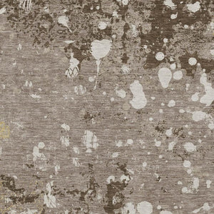 9x12 Abstract Taupe Ivory Polyester Area Rug Washable for Indoor Outdoor Spaces