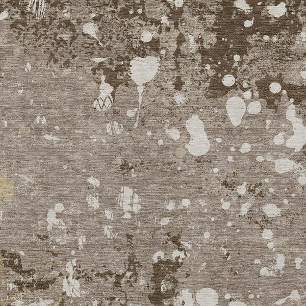 9x12 Abstract Taupe Ivory Polyester Area Rug Washable for Indoor Outdoor Spaces