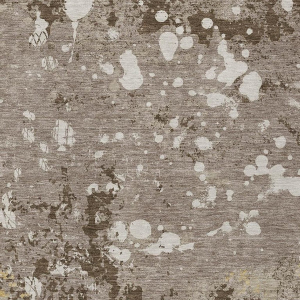 10 X 14 Taupe Ivory Abstract Polyester Area Rug Washable for Indoor Outdoor Use