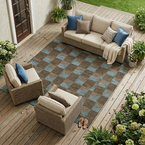 8x10 Geometric Polyester Area Rug Stain Resistant Washable Indoor Outdoor Patio