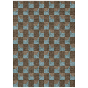 HomeRoots 8x10 Geometric Polyester Area Rug Stain Resistant Washable Indoor Outdoor Patio 736327