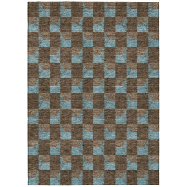 HomeRoots 8x10 Geometric Polyester Area Rug Stain Resistant Washable Indoor Outdoor Patio 736327