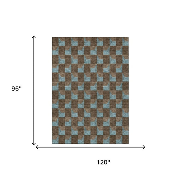 8x10 Geometric Polyester Area Rug Stain Resistant Washable Indoor Outdoor Patio